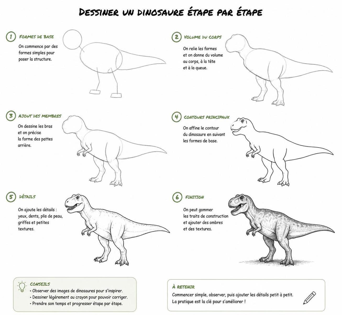 découvrez comment dessiner un dinosaure facilement grâce à ce guide simple et pratique, idéal pour les débutants en dessin animalier.