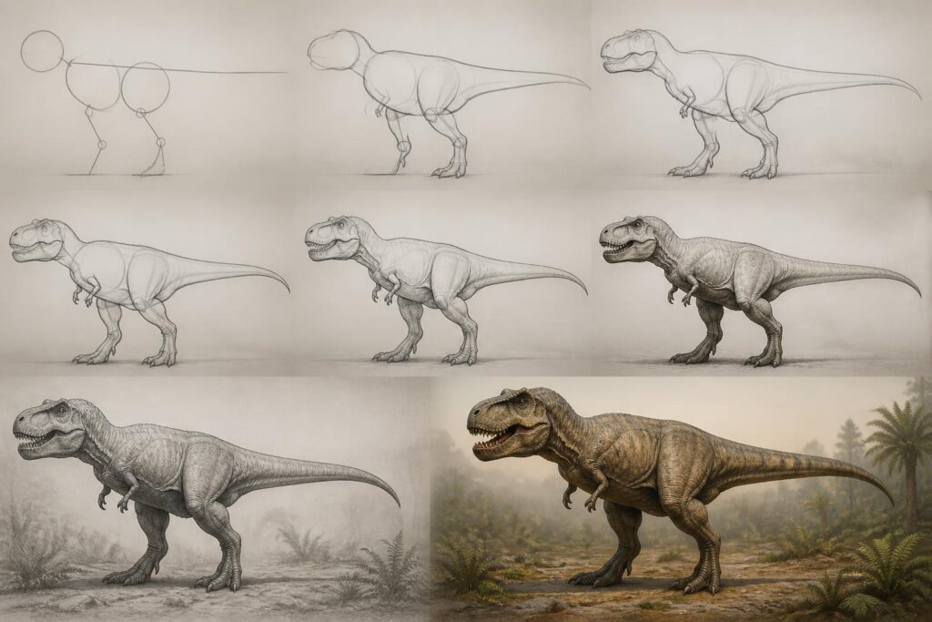 découvrez notre guide simple pour apprendre à dessiner un dinosaure facilement. parfait pour les débutants en dessin animalier, suivez nos étapes claires pour maîtriser cet art!