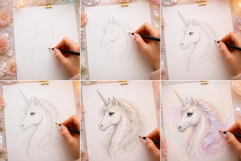 apprenez à dessiner une licorne facilement grâce à notre guide simple et détaillé, pour un dessin féerique réussi étape par étape.
