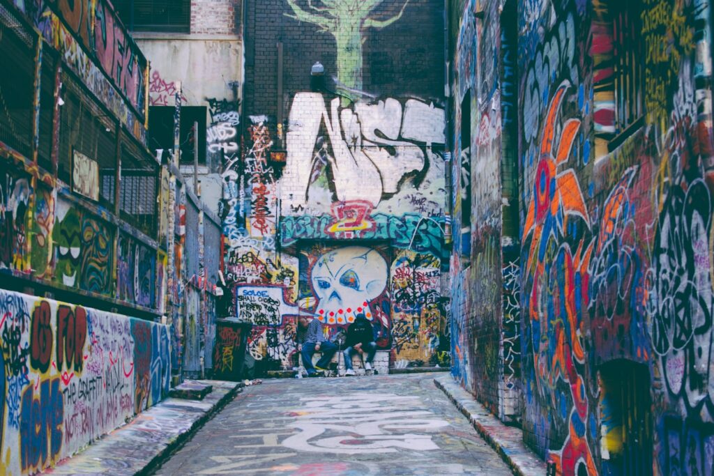Graffiti everywhere in alley