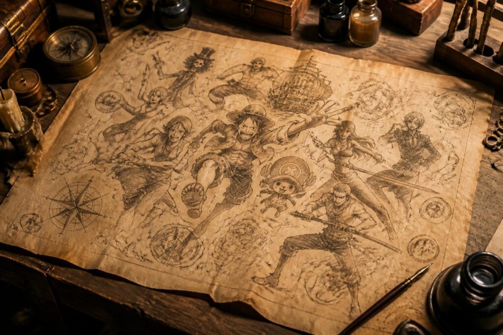 découvrez les secrets fascinants des croquis des personnages cultes de one piece et plongez dans l'univers unique de leurs dessins originaux.